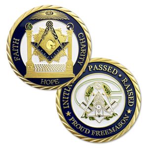 Darmowa Wysyłka 50 sztuk / partia, Masonic Freemason wiara, dobroczynność, nadzieja - zainicjowana, minęła, podniesiona dumni freemas