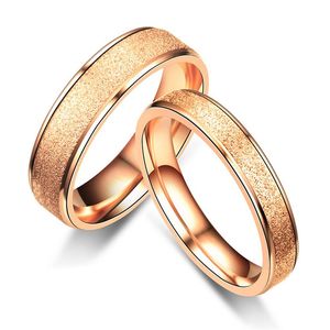 4mm 6mm Edelstahl matt poliert Ring Rose Gold Versprechen Ring Verlobungsring Männer Paare Schmuck Luxus Designer Schmuck Frauen Ringe