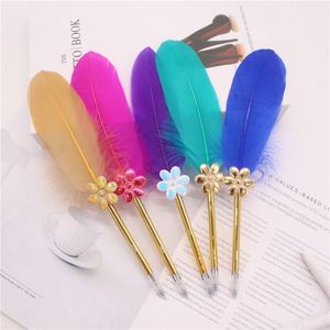 Retro Feather Pen Plastic Feather Ballpoint Pen Student Writing Ballpoint Pen Black Ink Office Gift Stationery