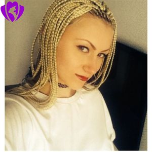 Free Shipping Blonde micro Braided Wigs High Quality Synthetic Lace Front Wig Heat Resistant Braid Hair for Women Free Part Full Density