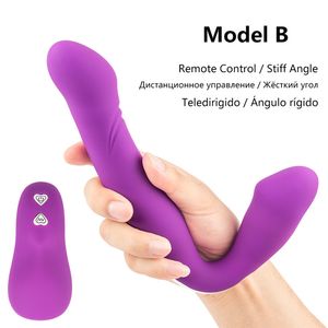 Strapless Strapon Dildo Vibratoren für Frauen Intime Sex Produkte Strap On Double Ended Dildos erwachsenes Geschlecht spielt für Frau Y191214