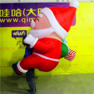 wholesale 2 m High small inflatable santa costumes with led light by contorl colorful for Christmas decorations