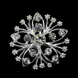 1,35 tum Sparkly Silver Plated Clear Rhinestone Crystal Diamante Star Flower Brosch Wedding Bridal Pins