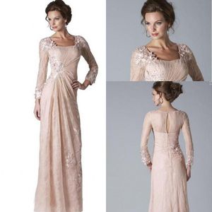 2019 nova mãe dos vestidos de noiva querida mangas compridas blush rosa de renda cheia de cristal frisado plus size festa formal do vestido de hóspedes do casamento