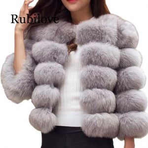 S-3XL Norek Coats Kobiety 2019 Winter Top Fashion Futro Eleganckie Grube Ciepła Odzieżowiec Fałszywe Futro Kurtka