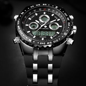 ウォッチ男性ファッションスポーツクォーツ時計メンズ腕時計トップブランドの高級LEDデジタル防水ブラック腕時計Relogio Masculino Y19051503