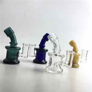 2,5 pollici Mini Glass Bong Acqua Tubi Acqua Narghilè con 10mm 14mm femmina Pyrex Pyrex Colorato Blu Verde Blu Cancella Mano Smoking Bongs Tubo