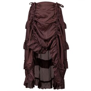 Kadınlar Retro Plus Beden Viktorya Gotik Steampunk Rönesans Ruffled Vintage Hi-Lo Uzun Katmanlı Etek Cadılar Bayramı Noel Korse Etek