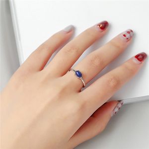 100% Real 925 Sterling Silver Open Rings for Women Girls Blue Turquoise Natural Stone Finger Ring Fine Jewelry Gift Drop Shipping YMR511