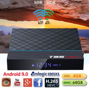 T95 MAX + Amlogic S905X3 Android 9.0 OTT TV Box 4GB 64GB Çift bant WiFi 2.4G + 5G BT4.0 X96 Hava H96 MAX