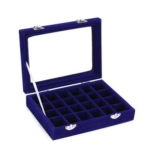 24 siatki Velvet Box Box Pierścionki Kolczyki Naszyjniki Uchwyt Makeup Case Organizer Kobiety Magazyn Biżuteria 7styl Rra2491