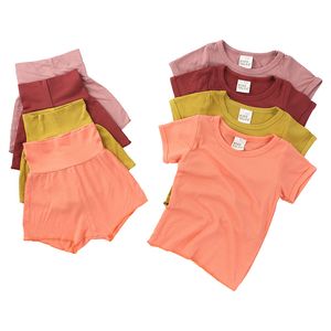 16 색 아기 잠옷 세트 어린이 소프트 코튼 슬리퍼 티셔츠 탑 + 높은 허리 짧은 바지 2pcs / 세트 유아 여자 인과 의류 세트 M1901