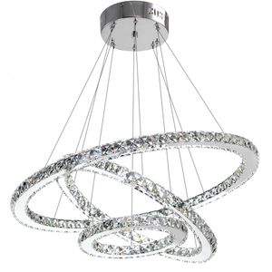 Modern Round K9 Crystal Chandelier Lamp Circular Pendant Lighting Fixtures for Diningroom Living Room Foyer Stairs