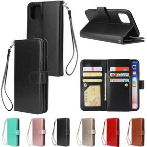 متعددة الوظائف Flip Pu Leather Wallet 9 فتحات بطاقة CASE FRATH FOR IPHON