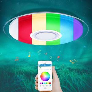 Современные светодиодные потолочные светильники RGB Dimmable 25W 36W 52W APP Пульт дистанционного управления Bluetooth Music свет Фойе спальне Умный потолочный светильник