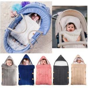 Baby Blanket Knitted Crochet Button Sleeping Bag Kids Toddler Sleep Sack Stroller Wrap Winter Warm Thick Blanket for Girls Boys Gifts C1585