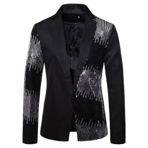 Fascino Blazer da uomo homme Casual con paillettes Fit Blazer da uomo Patchwork Coat Jacket Party per uomo sobretudo masculino