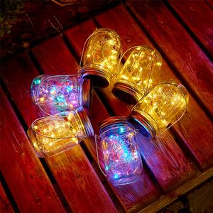 Solar LED -strängar Mason Jar Lights 20 LED Vita solfageljus lockar insats för trädgårdsdäck uteplats parti bröllop juldekorativ belysning