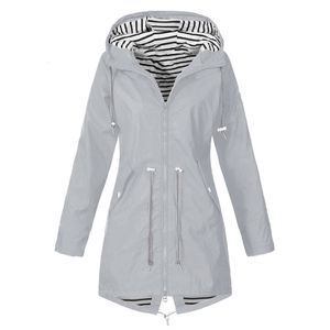 Women Solid Rain Jacket Outdoor Plus Size S-5XL Long Sleeve Waterproof Hooded Windproof Loose Coat T191018