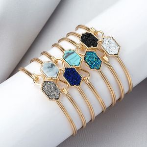 Designer de luxo Druzy wire Bangle falso Geométrico Pulseiras de charme de pedra natural para mulheres Moda Jóias DHL grátis