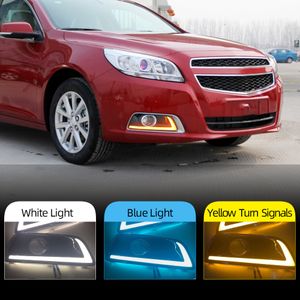 1 Definir LED Daytime Running Lights Drl Fog Lamp for Chevrolet Chevy Malibu 2012 2012 2013 2014 2015 com sinal de volta amarela