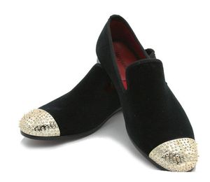 Novo estilo preto e roxo de veludo feito à mão sapatos de moda sapatos de festa de casamento dos homens flats masculino