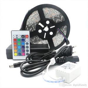 25M 5M / لفة بقيادة قطاع ضوء RGB 5050 SMD مرنة للماء مع 24Key حدة البعيد مع قطاع إمدادات الطاقة 5A في الهواء الطلق يمكن استخدامها مباشرة