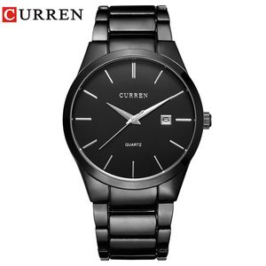 Curren 8106 Men 30m Waterproof Sports Casual Watches Mens Hour Date Month Stainless Steel Quartz Watches Relogio Feminino Black Y1237i
