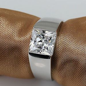 Vecalon Solitaire Male Promise Ring 925 Sterling Silver Princess Cut 3CT AAAAA CZ Engagement Wedding Band Rings for Men Jewelry