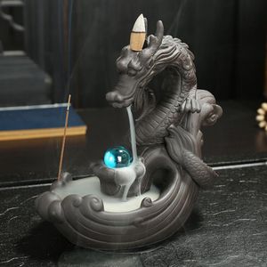 Dragon Handmade Ceramic Backflow Buddhist Kadzidło Backflow Kadzidło Palnik Uchwyt Kadzielnica Aromaterapia Dym Backflow Stick Kadzidło Rzemiosło