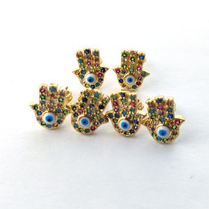 Moda da cor do ouro colorido zircônia cúbica CZ-íris Micro Pave Hamsa do olho d brincos de jóias mulheres ER953