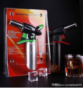 1pcs Big Metal Spray Gun Jet Flame Torchs Cigarette Cigar Torch Windproof Refillable Welding Butane Torch Heavy Duty Butane Gas Torch 1300C