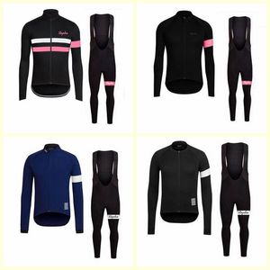 Rapha Team Rower Długie Rękawy Jersey Spodnie Bib Set Spring and Autumn Oddychający Kolarstwo Męskie Odzież na rowerze U122701
