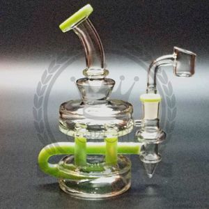 Recycler Glass Bong Кальян Tornado Recycler Dab Rig Душевая головка Perc Водопроводная труба с тяжелым основанием Fab Egg Oil Rig