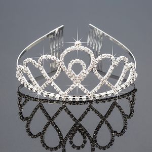 Brud tiaras med rhinestones bröllop smycken tjejer headpieces födelsedagsfest prestanda pageant kristall kronor bröllop tillbehör bw-zh046