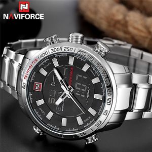 Naviforce relógio homens top marca luxo analógico digital esporte relógio de pulso militar de aço inoxidável relógio masculino relogio masculino 9093 y19051403