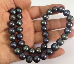 12-13 MM South Sea natural baroque black green pearl necklace 18 "