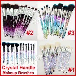 Nya Crystal Makeup Brushes 10st / set Diamond Crystal Handle Borste Powder Foundation Blush Konturs Highlighter Face and Eye Brushes Kit