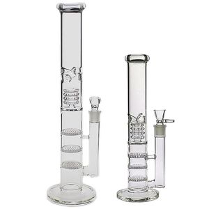 SAML 43cm/32cm Tall Water Pipe Hookahs Three Honeycomb Discs Dab Rig Percolator Birdcage perc Glass Bong 5mm thick Joint size 18.8mm PG5099/PG5008