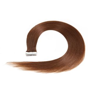 Tape In Hair Extensions Straight Wave Skin Weft Human Remy Hair 200g 14-24INCH 4 Färger Alternativ