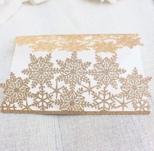50 Stück Weihnachts-Schneeflocken-Einladungen, Schnee-Blumen-Laserschnitt-Hochzeitseinladungskarte, individuelle weiße Spitze, lädt 263G ein
