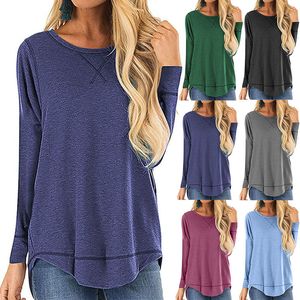 Round Collar Front Short Back Long Short Sleeve Shirt Casual Fashion Loose Tops T-Shirt For Women autumn summber