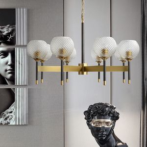 Lampadari a LED in vetro Soggiorno nordico Lampada a sospensione di lusso in oro Modello ananas Paralume Droplight Apparecchio di illuminazione 90-260 V