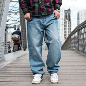 Hip Hop Tasarımcısı Baggy Kot Erkekler Yüksek Kalite Erkek Gevşek Geniş Bacak Denim Pantolon Mavi Kot Pantolon Sonbahar Kış Artı Boyutu 46 48