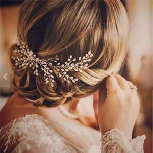 Fashion boho Wedding Headdress For Bride Handmade Wedding Crown Floral Pearl Hair Accessories Hair Ornaments Bridal Jewelry