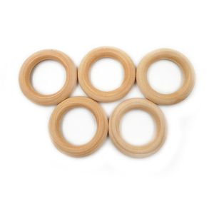 50Pcs 40mm Quality Natural Wood teething beads Wood Ring Kids Children DIY wooden Jewelry Making Craft bracelet necklace