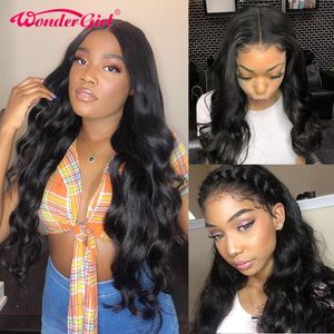 Snörning Wigs Wonder Girl Body Wave Wig x6 Front Liten Medium Stor Cap Size Human Hair Remy Brazilian