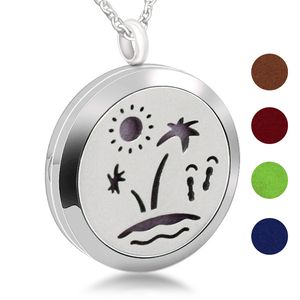 Customizable Stainless Steel Aromatherapy Essential Oil Island Necklace Accessories Charm Hollow Pendant