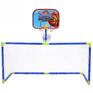 Kids Basketball Set Indoor Outdoor Plastic Mini Basketball Hoop Soccer System Backboard Football Guard Balls Kit Children Toy