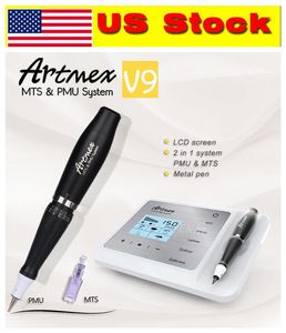ABD Stok Artmex V9 Kalıcı Makyaj Dövme Makinesi MTS PMU Dijital Kaş Eyeliner Dudaklar Mikro İğne Kartuş Derma Pen